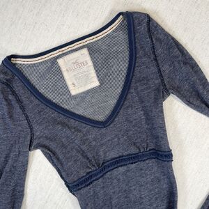 Hollister Y2K Blue Babydoll Tunic Top Long Sleeve Size S Fairy Grunge Coquette